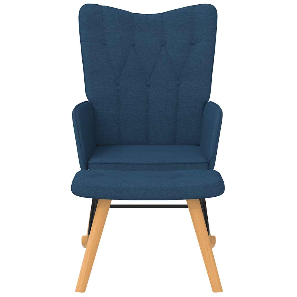 vidaXL Scaun balansoar cu taburet, albastru, textil vidaXL Scaun balansoar cu taburet, albastru, textil