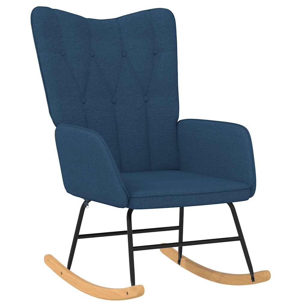 vidaXL Scaun balansoar cu taburet, albastru, textil vidaXL Scaun balansoar cu taburet, albastru, textil