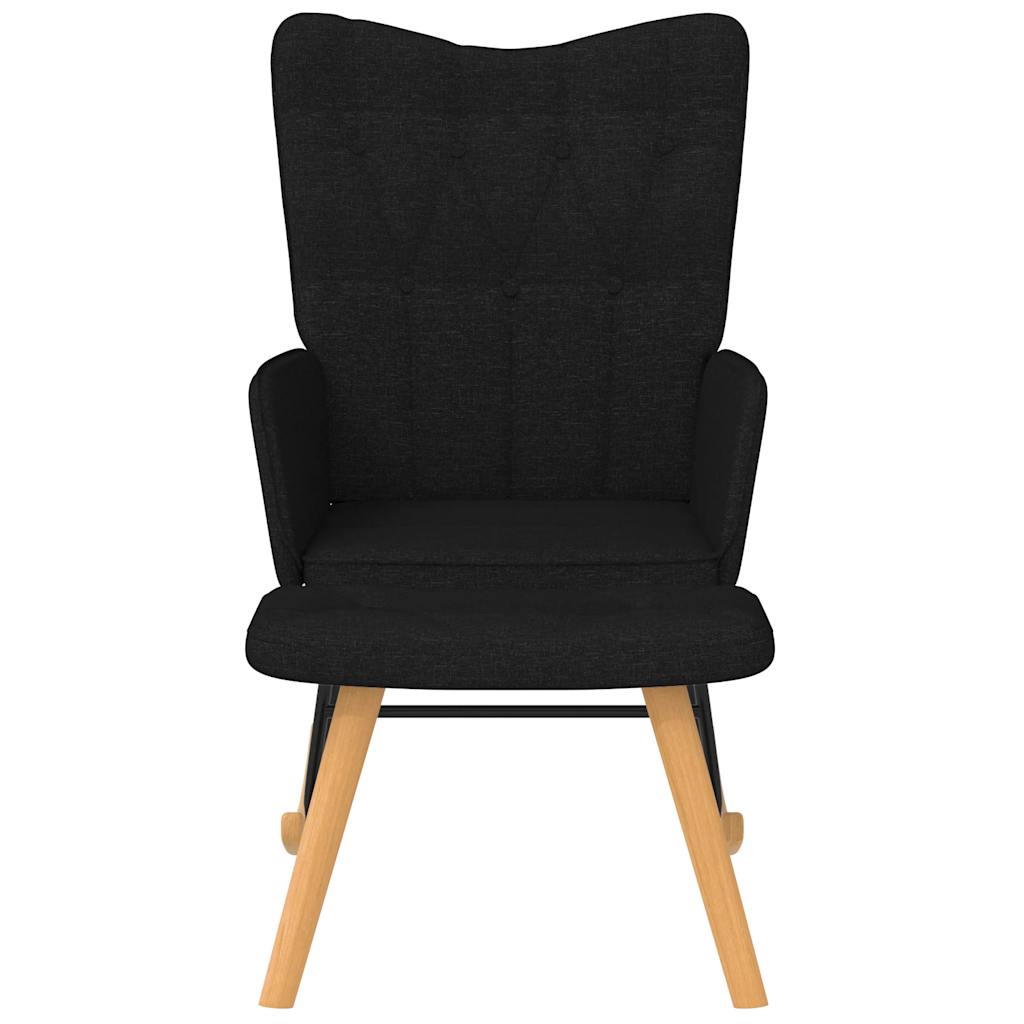 vidaXL Scaun balansoar cu taburet, negru, textil vidaXL Scaun balansoar cu taburet, negru, textil