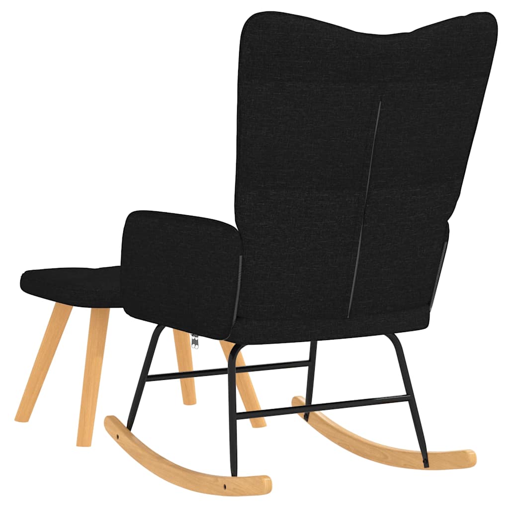 vidaXL Scaun balansoar cu taburet, negru, textil vidaXL Scaun balansoar cu taburet, negru, textil