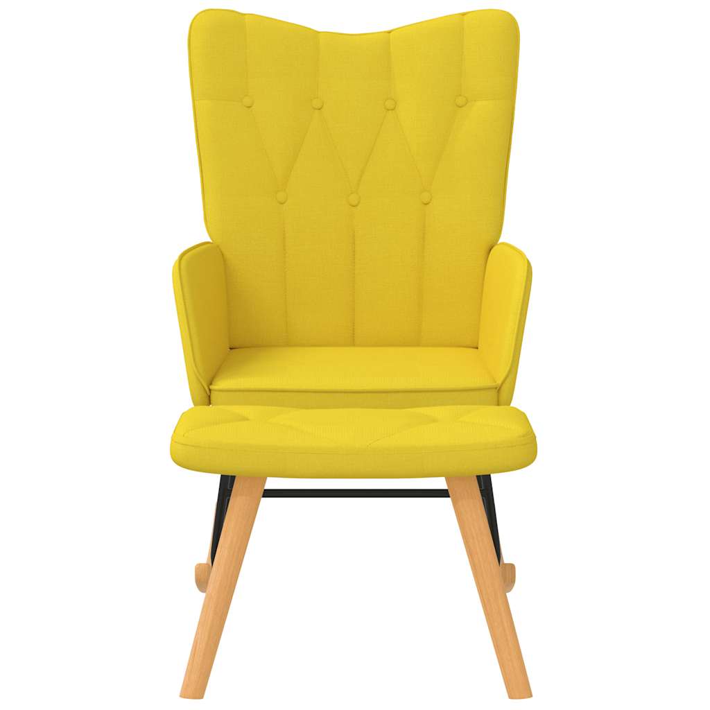 vidaXL Scaun balansoar cu taburet, galben muștar, textil vidaXL Scaun balansoar cu taburet, galben muștar, textil