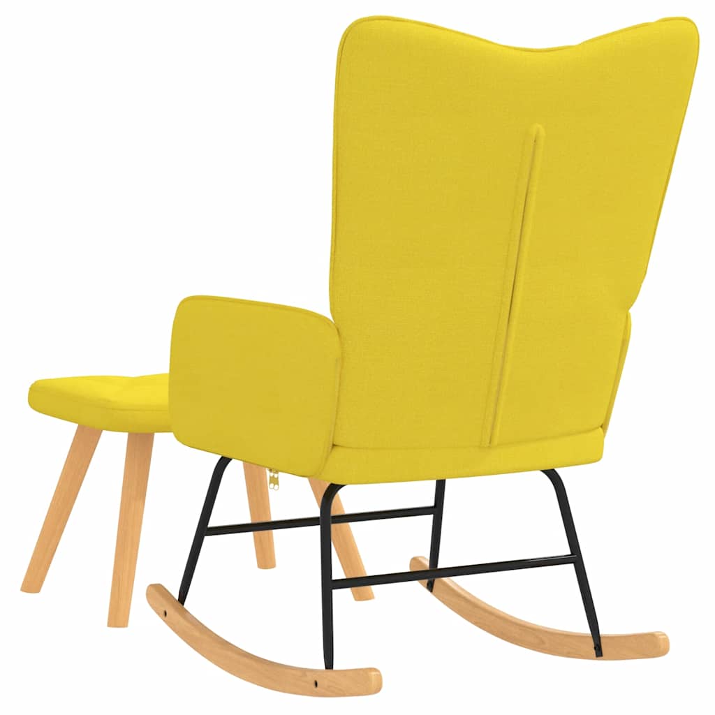 vidaXL Scaun balansoar cu taburet, galben muștar, textil vidaXL Scaun balansoar cu taburet, galben muștar, textil