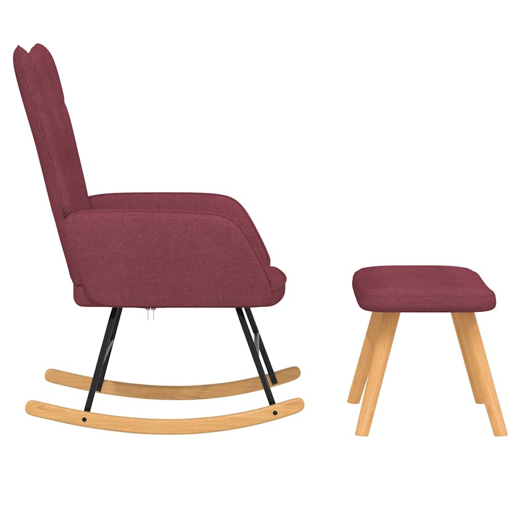 vidaXL Scaun balansoar cu taburet, roșu vin, textil vidaXL Scaun balansoar cu taburet, roșu vin, textil