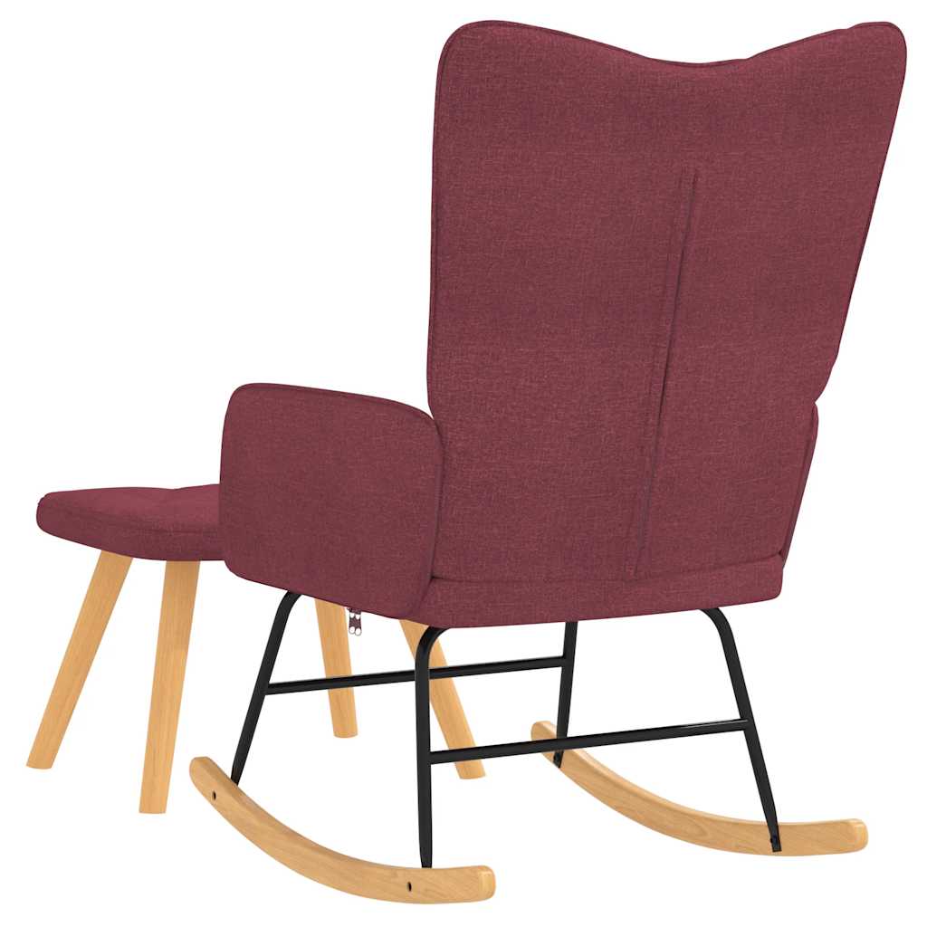 vidaXL Scaun balansoar cu taburet, roșu vin, textil vidaXL Scaun balansoar cu taburet, roșu vin, textil
