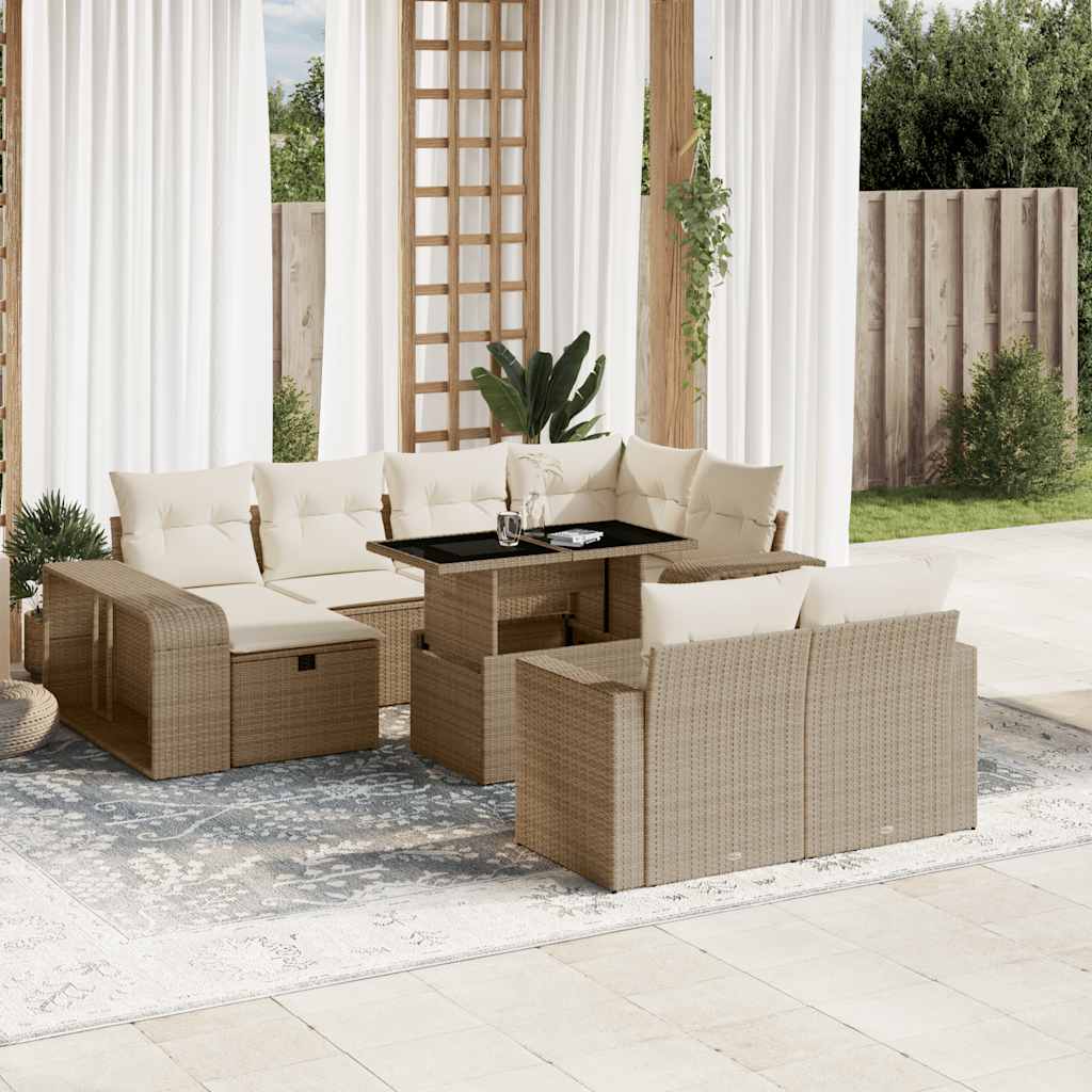 vidaXL Set canapele de grădină cu perne, 11 piese, bej, poliratan vidaXL Set canapele de grădină cu perne, 11 piese, bej, poliratan