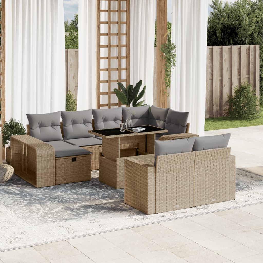 vidaXL Set canapele de grădină cu perne, 11 piese, bej, poliratan vidaXL Set canapele de grădină cu perne, 11 piese, bej, poliratan