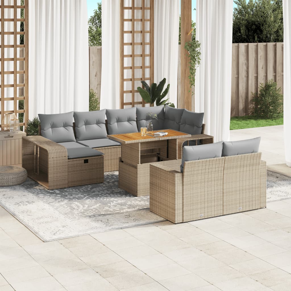 vidaXL Set canapele de grădină cu perne, 11 piese, bej, poliratan vidaXL Set canapele de grădină cu perne, 11 piese, bej, poliratan