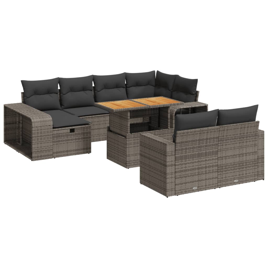 vidaXL Set canapele de grădină cu perne, 11 piese, gri, poliratan vidaXL Set canapele de grădină cu perne, 11 piese, gri, poliratan