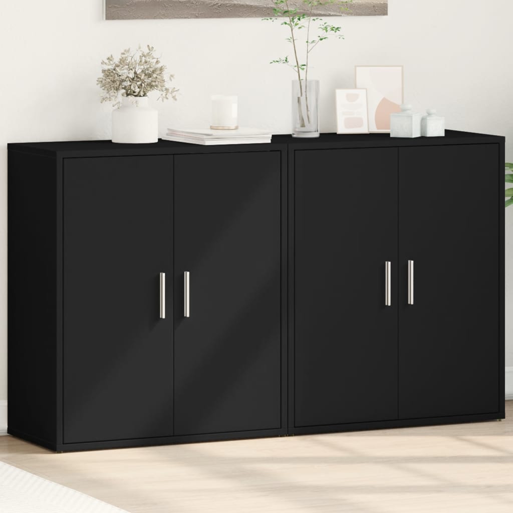 vidaXL Dulapuri, 2 buc., negru, 60x31x70 cm, lemn prelucrat vidaXL Dulapuri, 2 buc., negru, 60x31x70 cm, lemn prelucrat