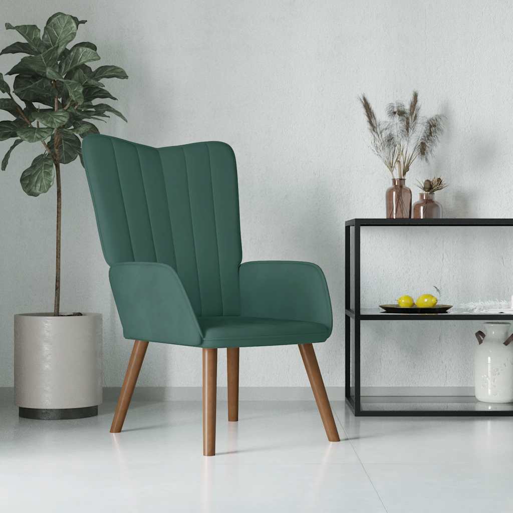 vidaXL Scaun de relaxare, verde închis, catifea vidaXL Scaun de relaxare, verde închis, catifea