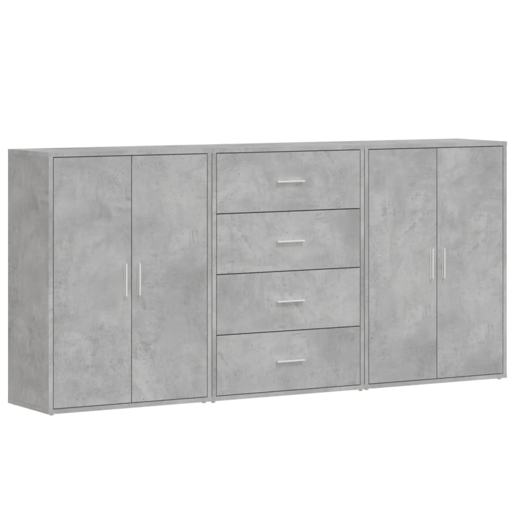 vidaXL Dulapuri, 3 buc., gri beton, 60x31x84 cm, lemn prelucrat vidaXL Dulapuri, 3 buc., gri beton, 60x31x84 cm, lemn prelucrat