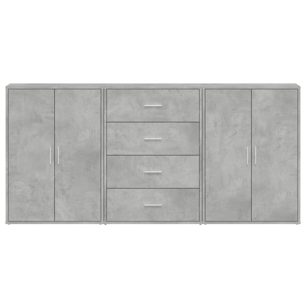 vidaXL Dulapuri, 3 buc., gri beton, 60x31x84 cm, lemn prelucrat vidaXL Dulapuri, 3 buc., gri beton, 60x31x84 cm, lemn prelucrat