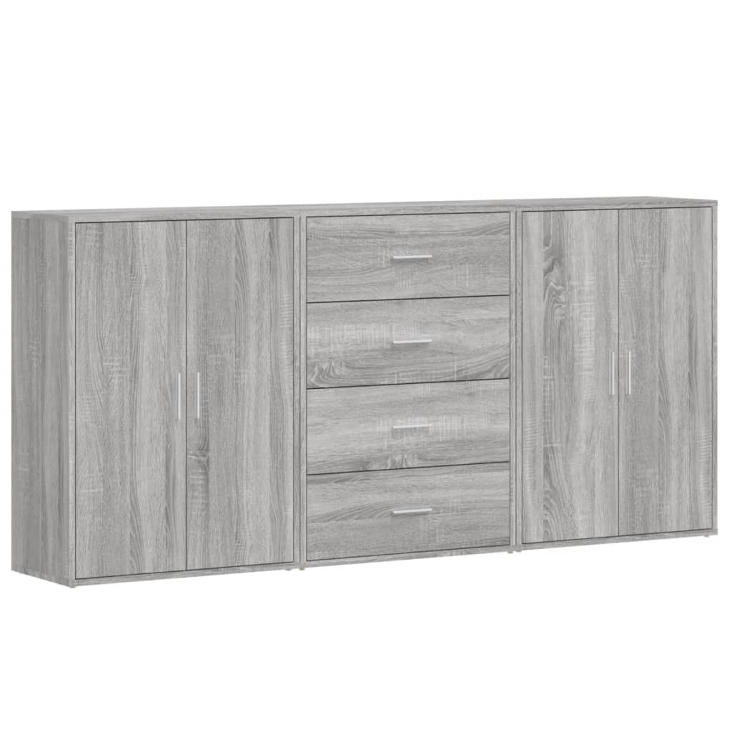 vidaXL Dulapuri, 3 buc., gri sonoma, 60x31x84 cm, lemn prelucrat vidaXL Dulapuri, 3 buc., gri sonoma, 60x31x84 cm, lemn prelucrat