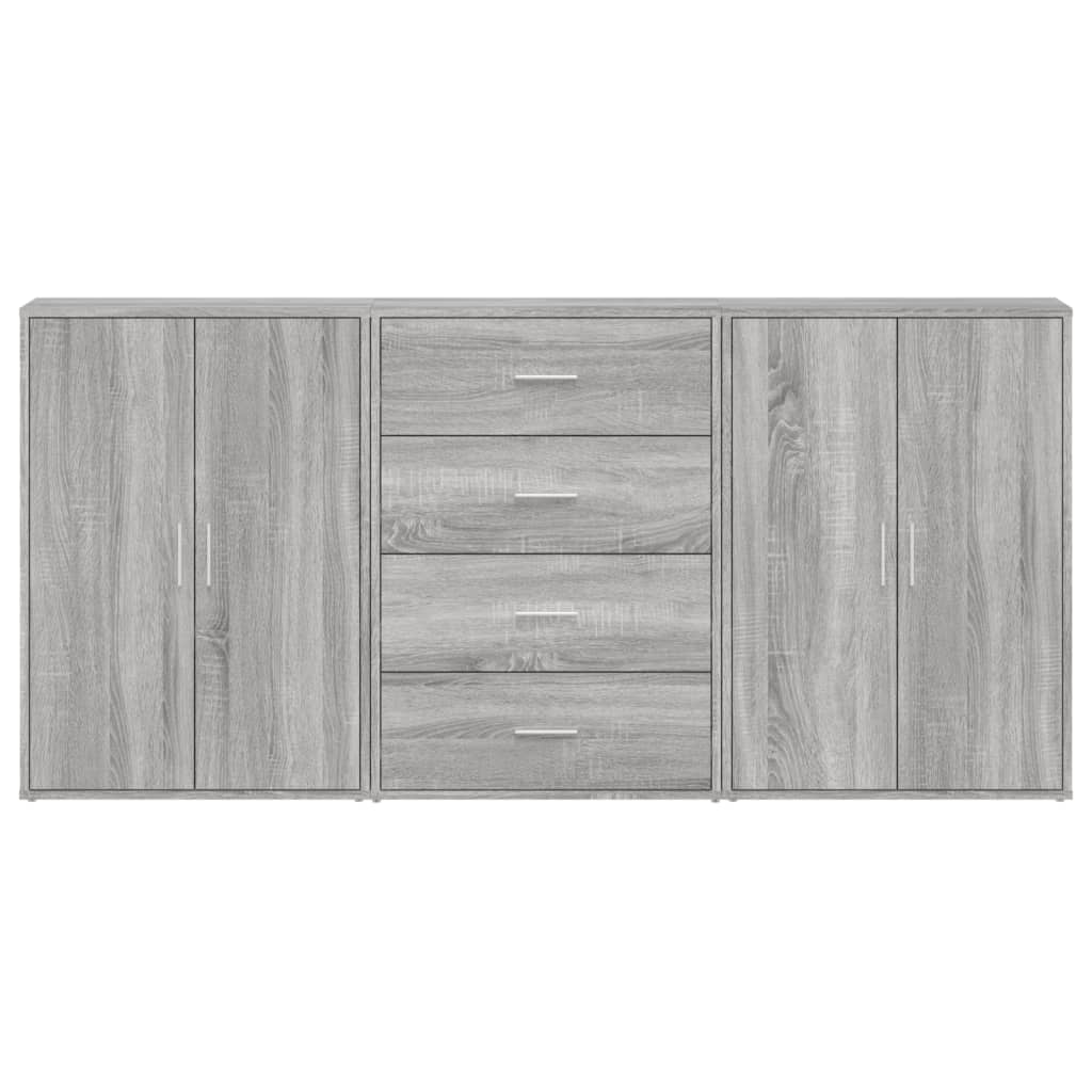 vidaXL Dulapuri, 3 buc., gri sonoma, 60x31x84 cm, lemn prelucrat vidaXL Dulapuri, 3 buc., gri sonoma, 60x31x84 cm, lemn prelucrat