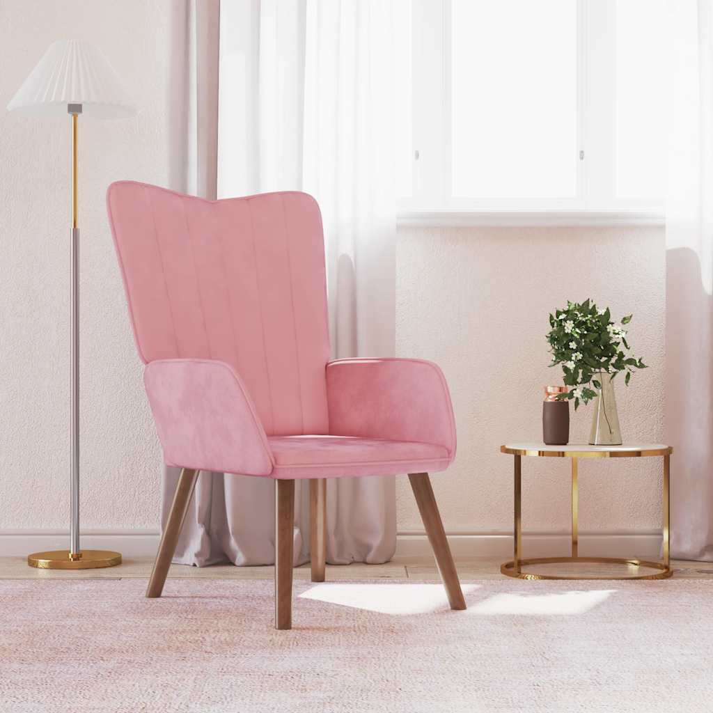 vidaXL Scaun de relaxare, roz, catifea vidaXL Scaun de relaxare, roz, catifea