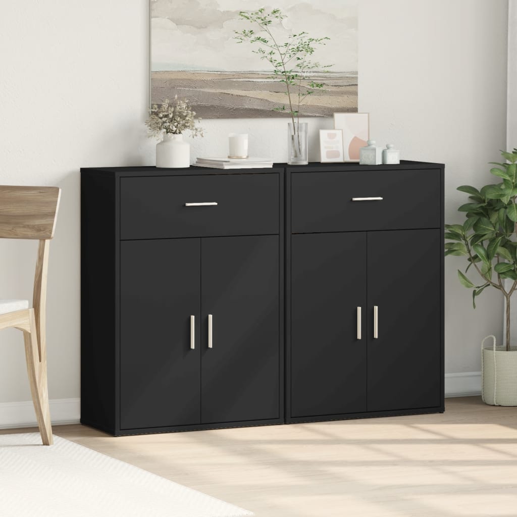 vidaXL Dulapuri, 2 buc., negru, 60x30x84 cm, lemn prelucrat