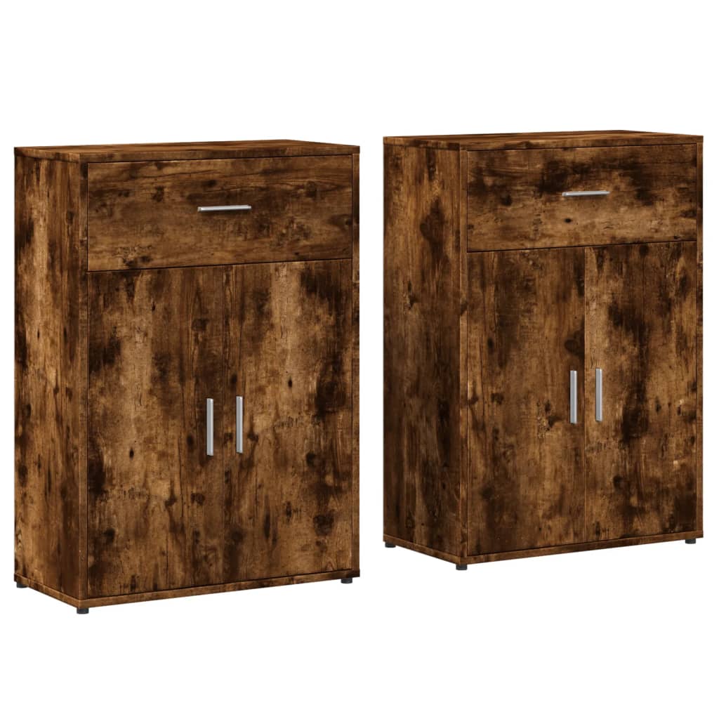 vidaXL Comode, 2 buc., stejar fumuriu, 60x30x84 cm, lemn compozit vidaXL Comode, 2 buc., stejar fumuriu, 60x30x84 cm, lemn compozit