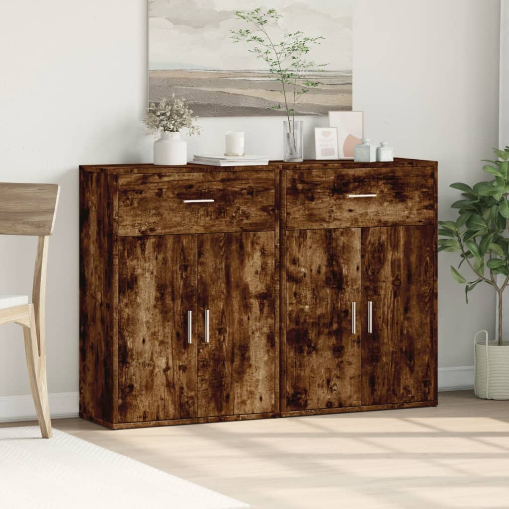 vidaXL Comode, 2 buc., stejar fumuriu, 60x30x84 cm, lemn compozit vidaXL Comode, 2 buc., stejar fumuriu, 60x30x84 cm, lemn compozit