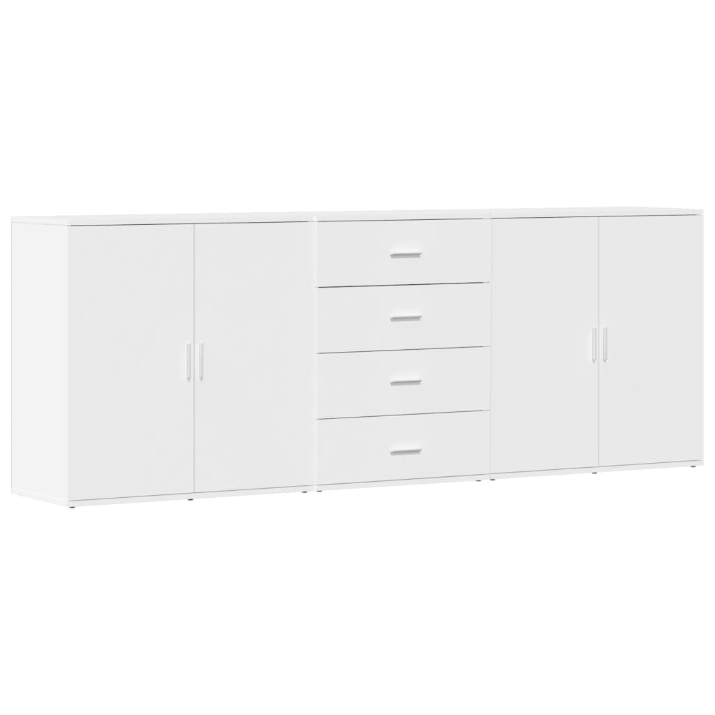 vidaXL Servante, 3 piese, alb, lemn prelucrat vidaXL Servante, 3 piese, alb, lemn prelucrat