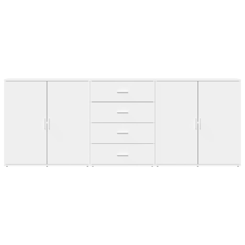 vidaXL Servante, 3 piese, alb, lemn prelucrat vidaXL Servante, 3 piese, alb, lemn prelucrat