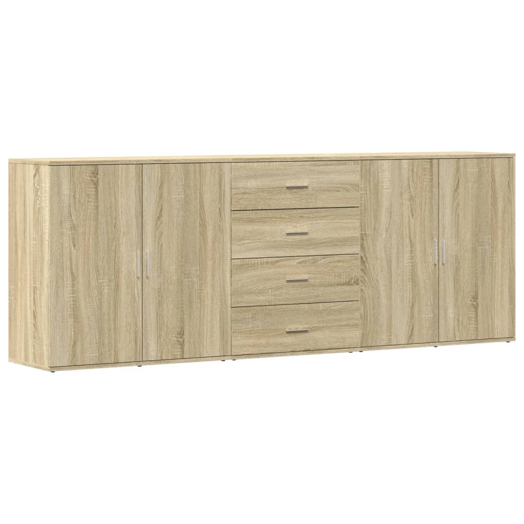vidaXL Servante, 3 piese, stejar sonoma, lemn prelucrat