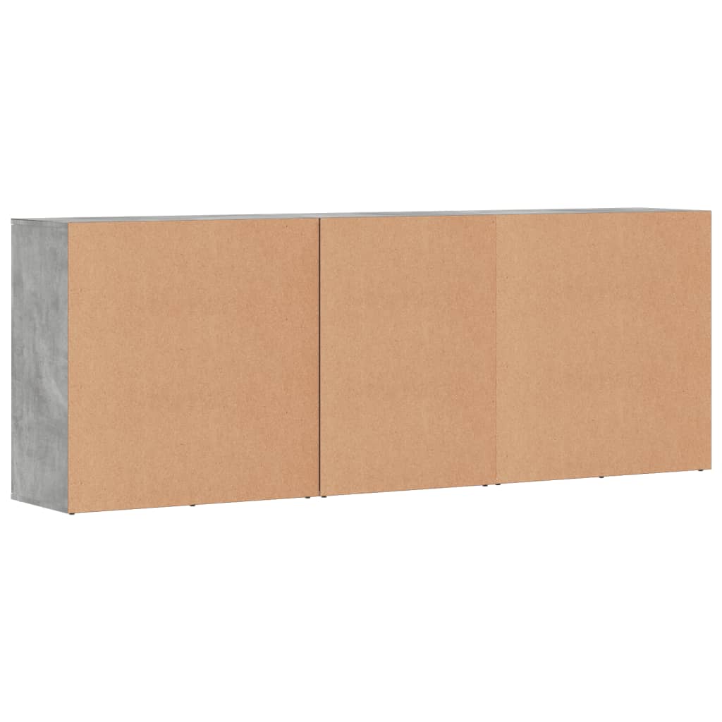 vidaXL Servante, 3 piese, gri beton, lemn prelucrat