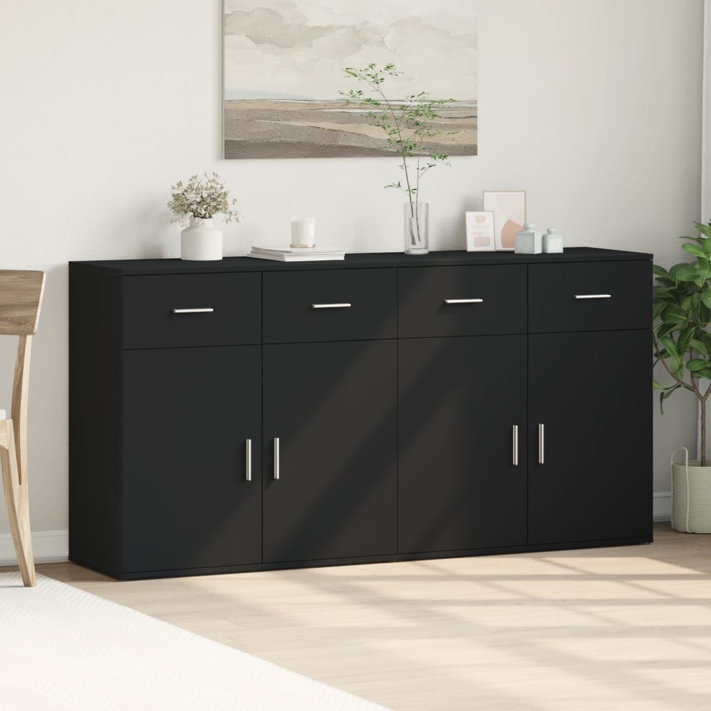 vidaXL Dulapuri, negru, 2 buc., 79x38x80 cm, lemn prelucrat vidaXL Dulapuri, negru, 2 buc., 79x38x80 cm, lemn prelucrat