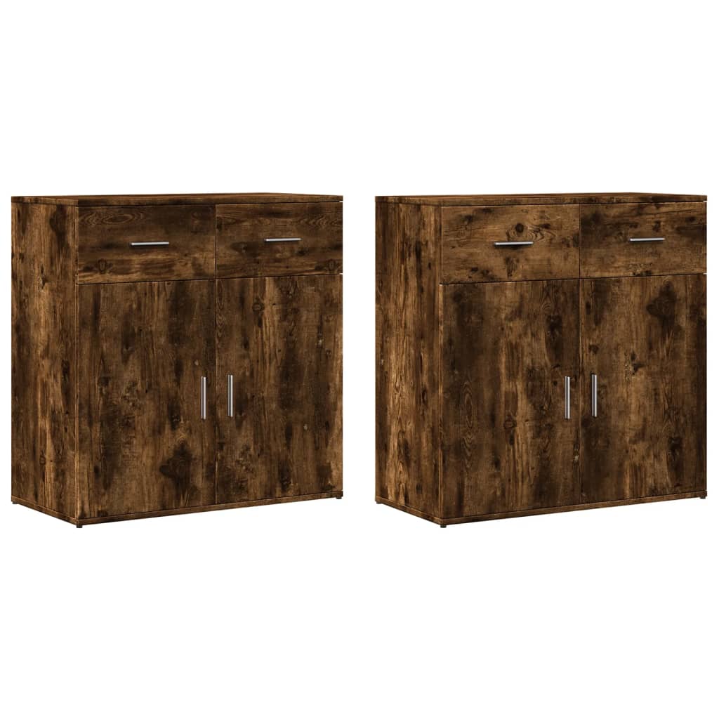 vidaXL Dulapuri, 2 buc., stejar fumuriu, 79x38x80 cm, lemn prelucrat
