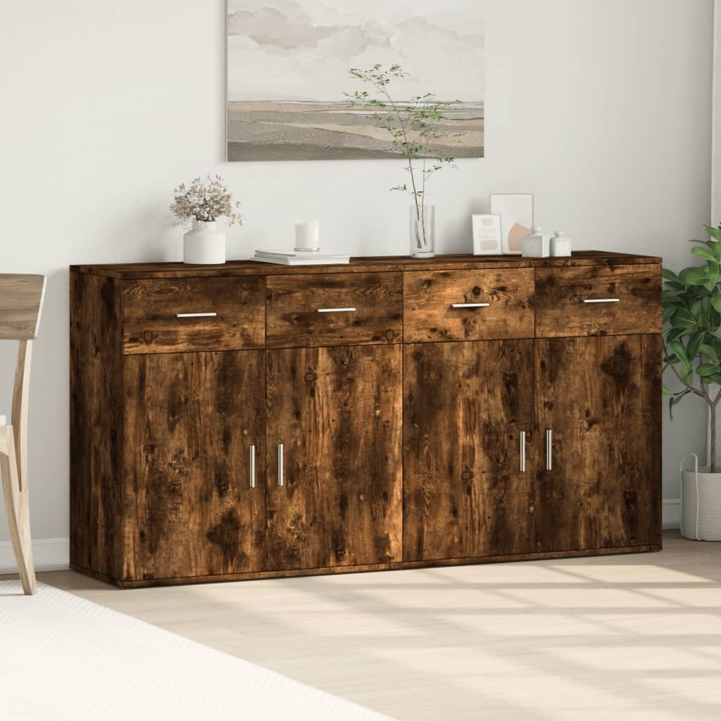 vidaXL Dulapuri, 2 buc., stejar fumuriu, 79x38x80 cm, lemn prelucrat