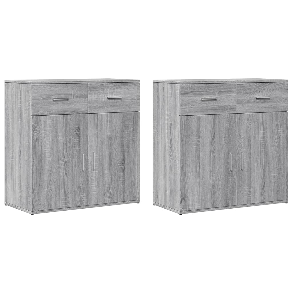 vidaXL Comode, 2 buc., gri sonoma, 79x38x80 cm, lemn compozit vidaXL Comode, 2 buc., gri sonoma, 79x38x80 cm, lemn compozit