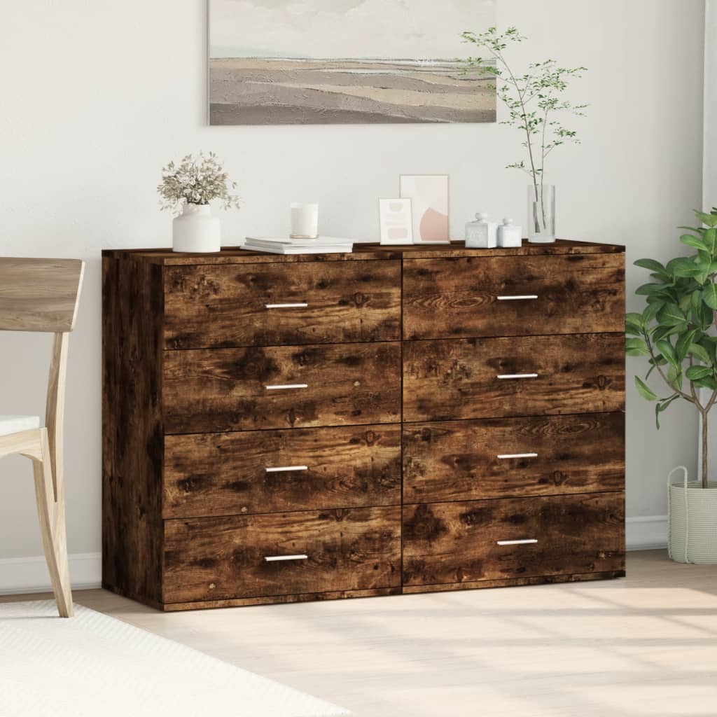vidaXL Dulapuri, 2 buc., stejar fumuriu, 60x39x80 cm, lemn prelucrat