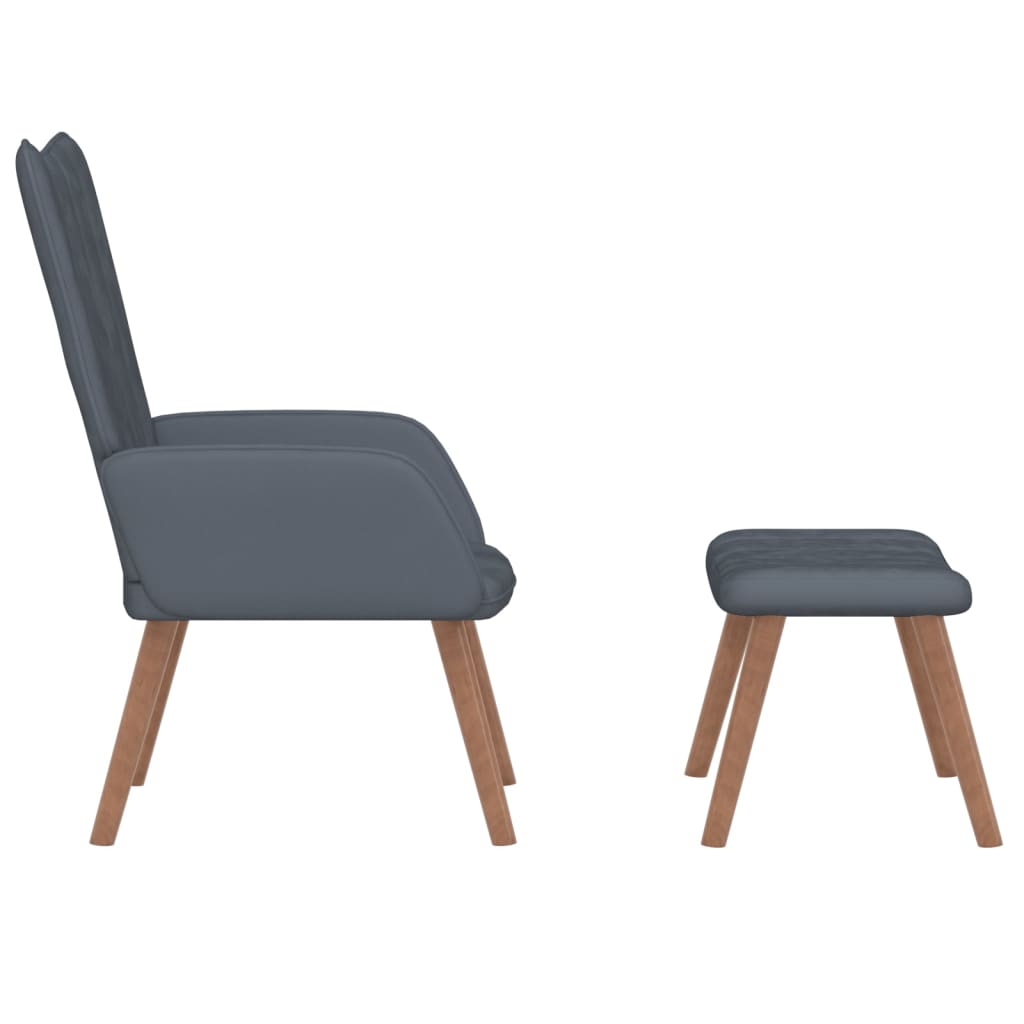 vidaXL Scaun de relaxare cu taburet, gri închis, catifea vidaXL Scaun de relaxare cu taburet, gri închis, catifea