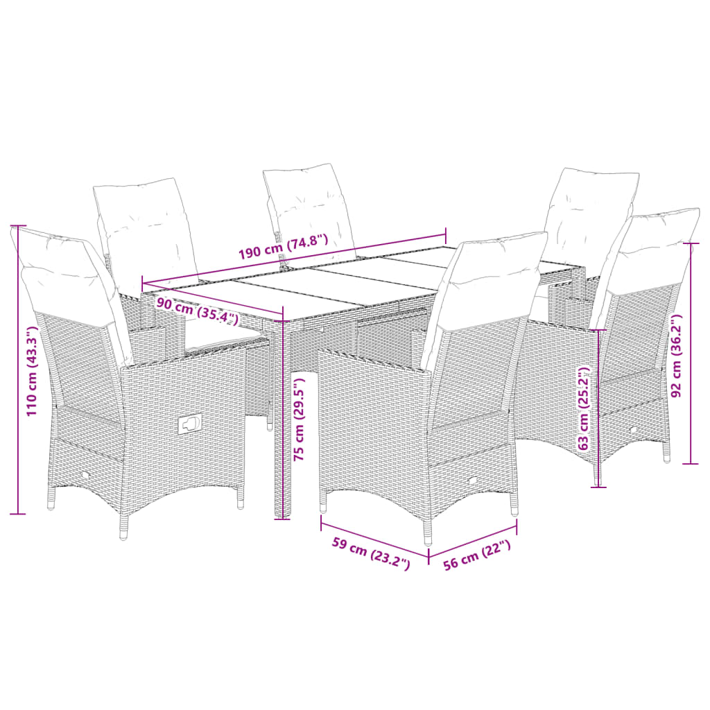 vidaXL Set mobilier de grădină cu perne, 9 piese, negru, poliratan