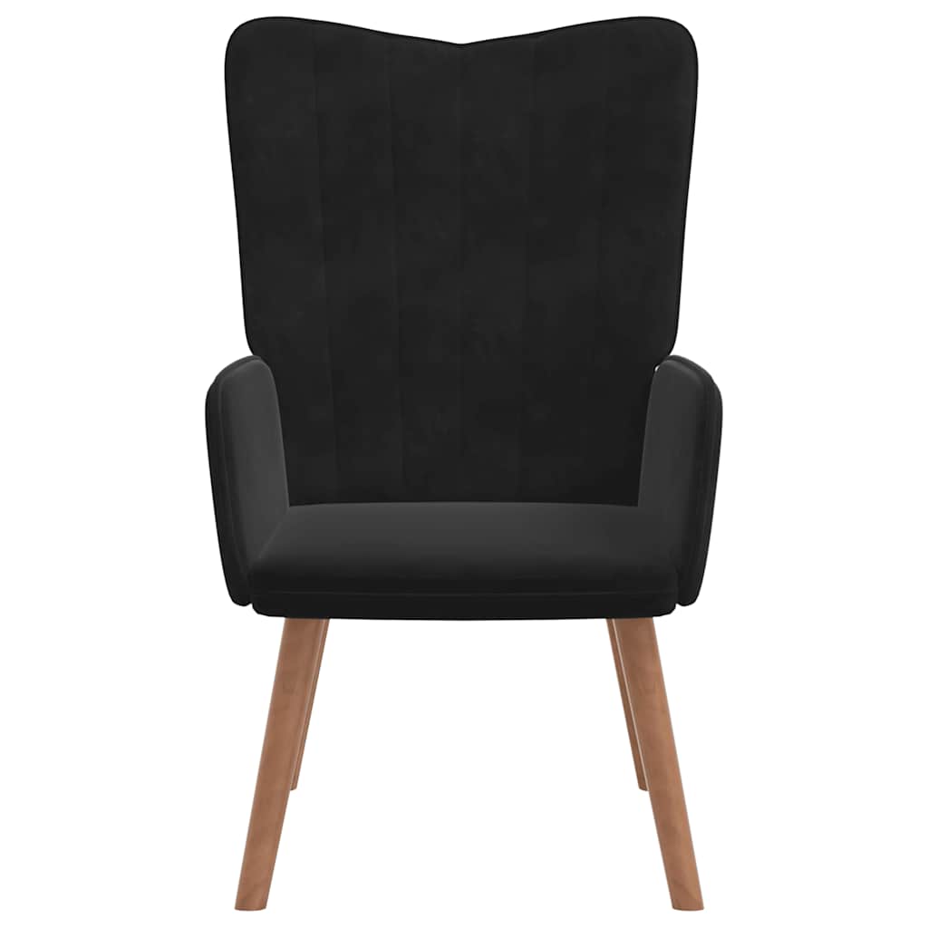 vidaXL Scaun de relaxare cu taburet, negru, catifea vidaXL Scaun de relaxare cu taburet, negru, catifea