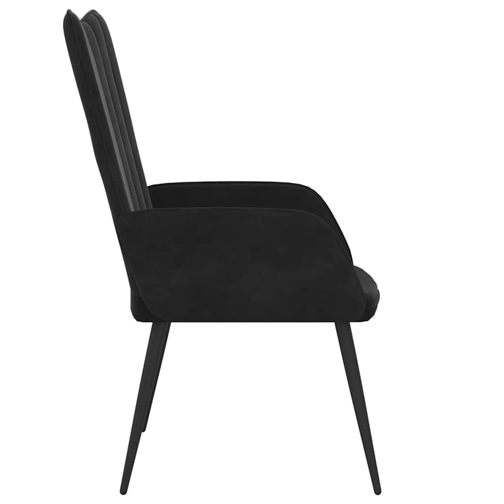 vidaXL Scaun de relaxare, negru, catifea vidaXL Scaun de relaxare, negru, catifea