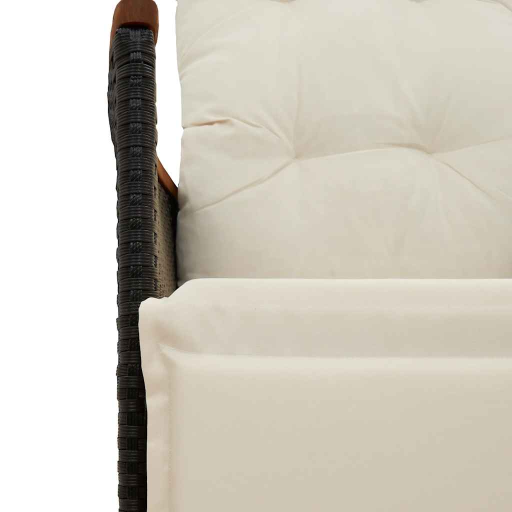 vidaXL Set mobilier de grădină cu perne, 9 piese, negru, poliratan