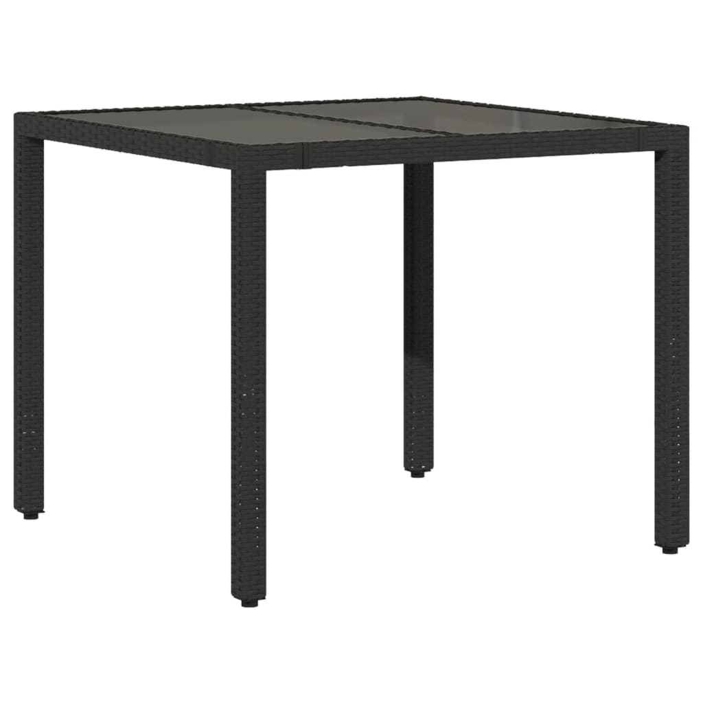 vidaXL Set bistro cu perne, 3 piese, negru, poliratan