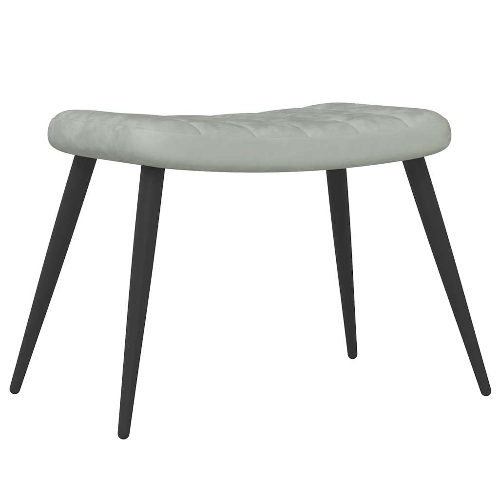 vidaXL Scaun de relaxare cu taburet, gri deschis, catifea vidaXL Scaun de relaxare cu taburet, gri deschis, catifea