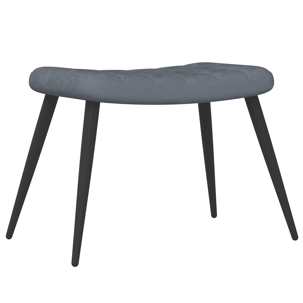 vidaXL Scaun de relaxare cu taburet, gri închis, catifea vidaXL Scaun de relaxare cu taburet, gri închis, catifea