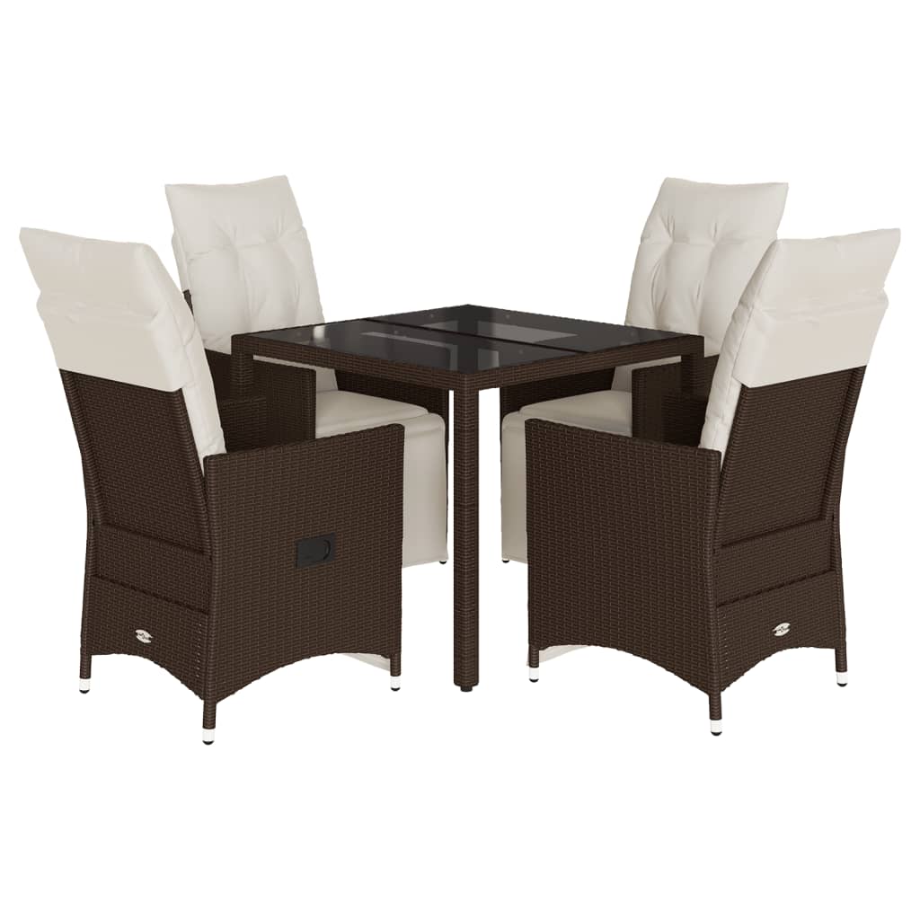 vidaXL Set bistro de grădină, 5 piese, cu perne, maro, poliratan vidaXL Set bistro de grădină, 5 piese, cu perne, maro, poliratan