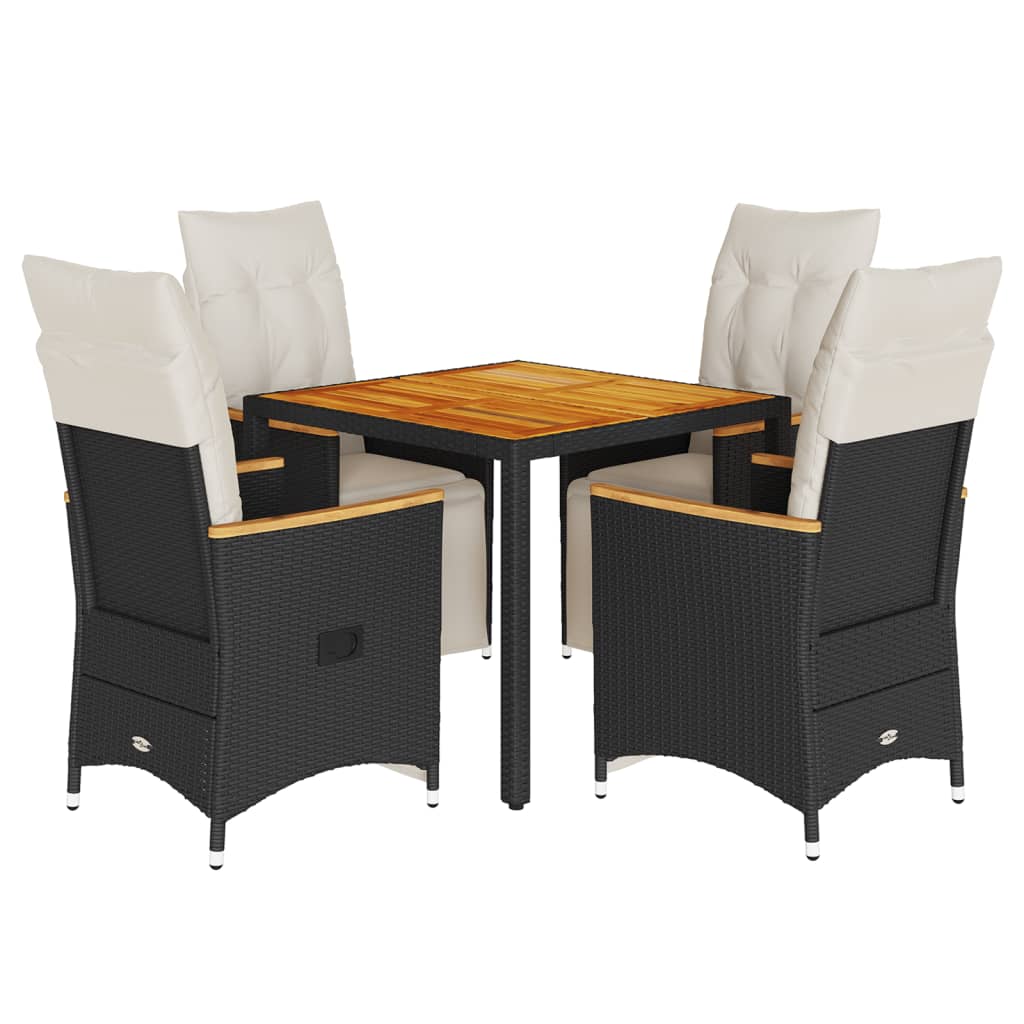 vidaXL Set bistro de grădină cu perne, 5 piese, negru, poliratan vidaXL Set bistro de grădină cu perne, 5 piese, negru, poliratan