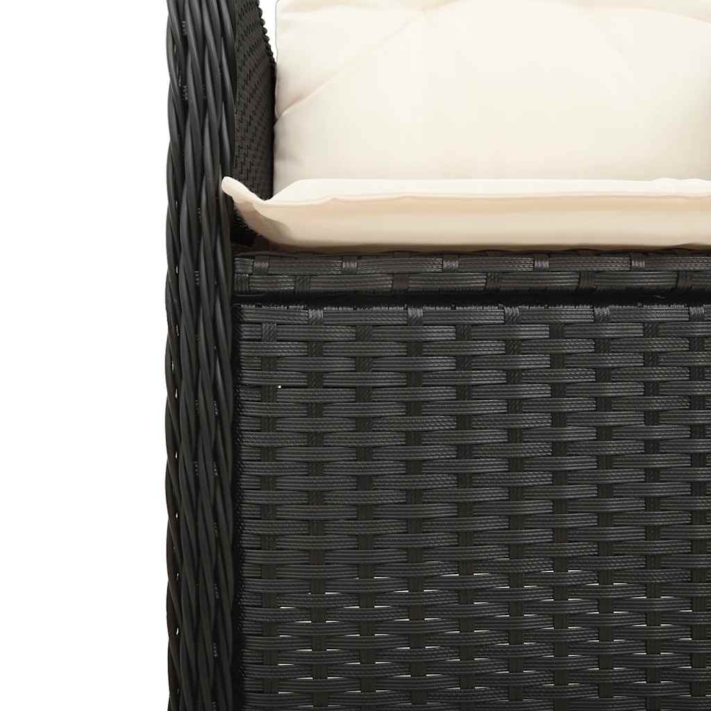 vidaXL Set bistro de grădină cu perne, 3 piese, negru, poliratan vidaXL Set bistro de grădină cu perne, 3 piese, negru, poliratan