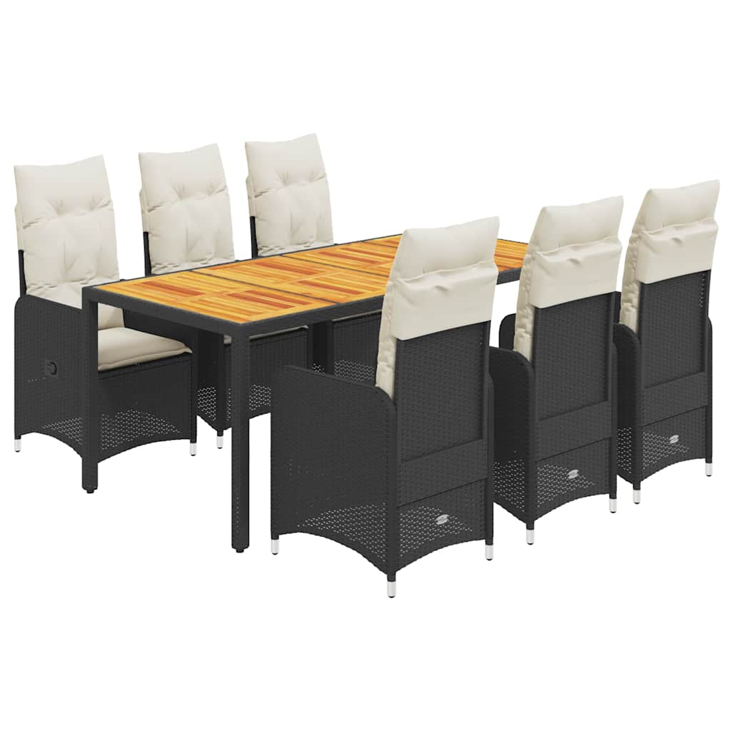 vidaXL Set bistro de grădină, 7 piese, cu perne, negru, poliratan vidaXL Set bistro de grădină, 7 piese, cu perne, negru, poliratan