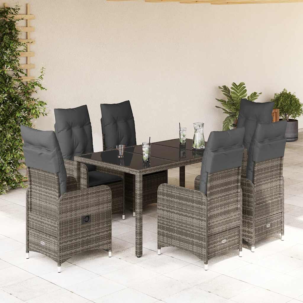 vidaXL Set bistro de grădină cu perne, 5 piese, gri, poliratan vidaXL Set bistro de grădină cu perne, 5 piese, gri, poliratan