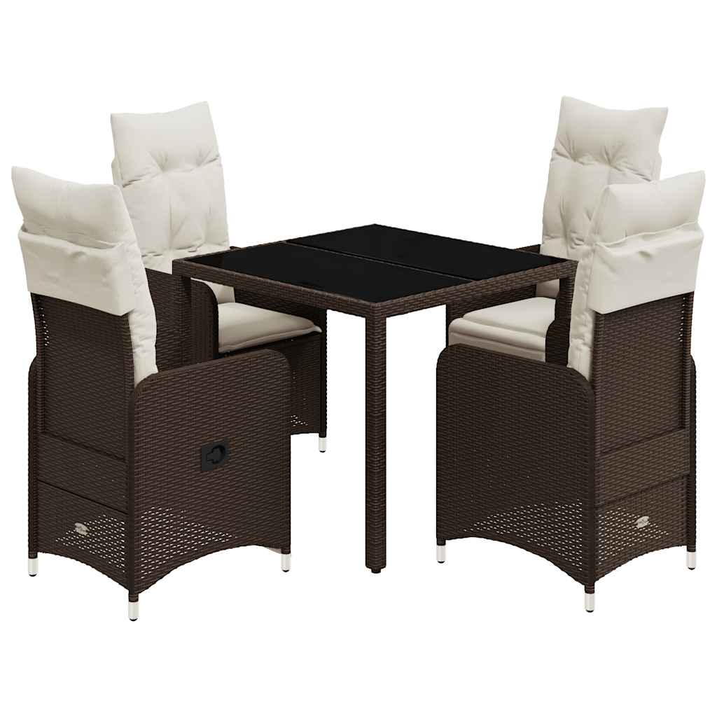 vidaXL Set bistro de grădină, 5 piese, cu perne, maro, poliratan vidaXL Set bistro de grădină, 5 piese, cu perne, maro, poliratan