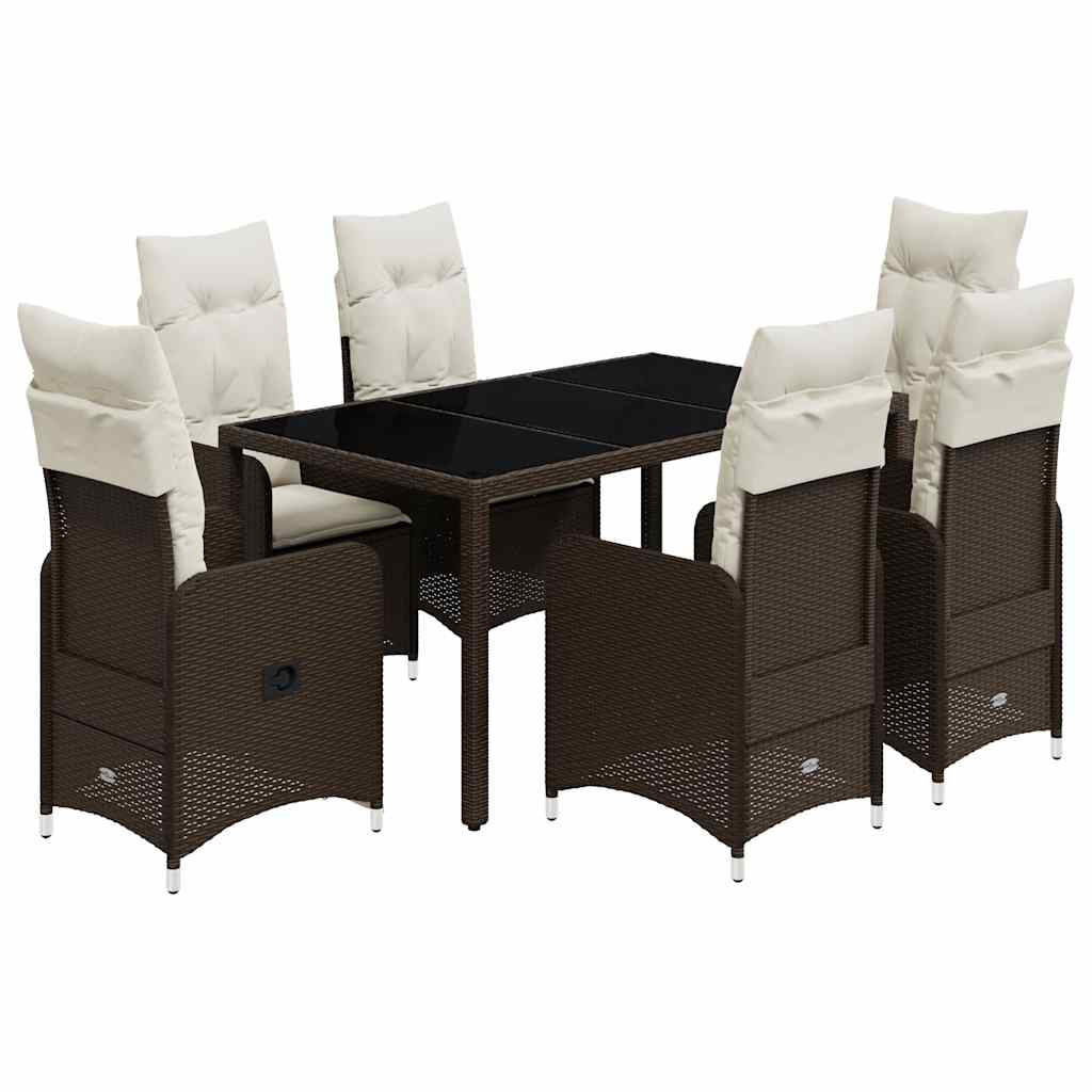 vidaXL Set bistro de grădină cu perne, 7 piese, maro, poliratan vidaXL Set bistro de grădină cu perne, 7 piese, maro, poliratan