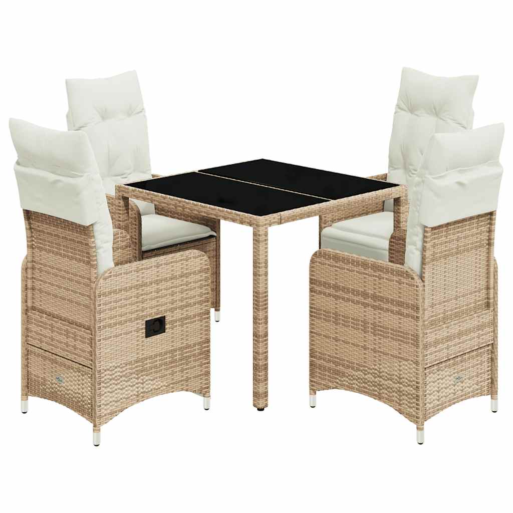 vidaXL Set bistro de grădină, 5 piese, cu perne, bej, poliratan vidaXL Set bistro de grădină, 5 piese, cu perne, bej, poliratan