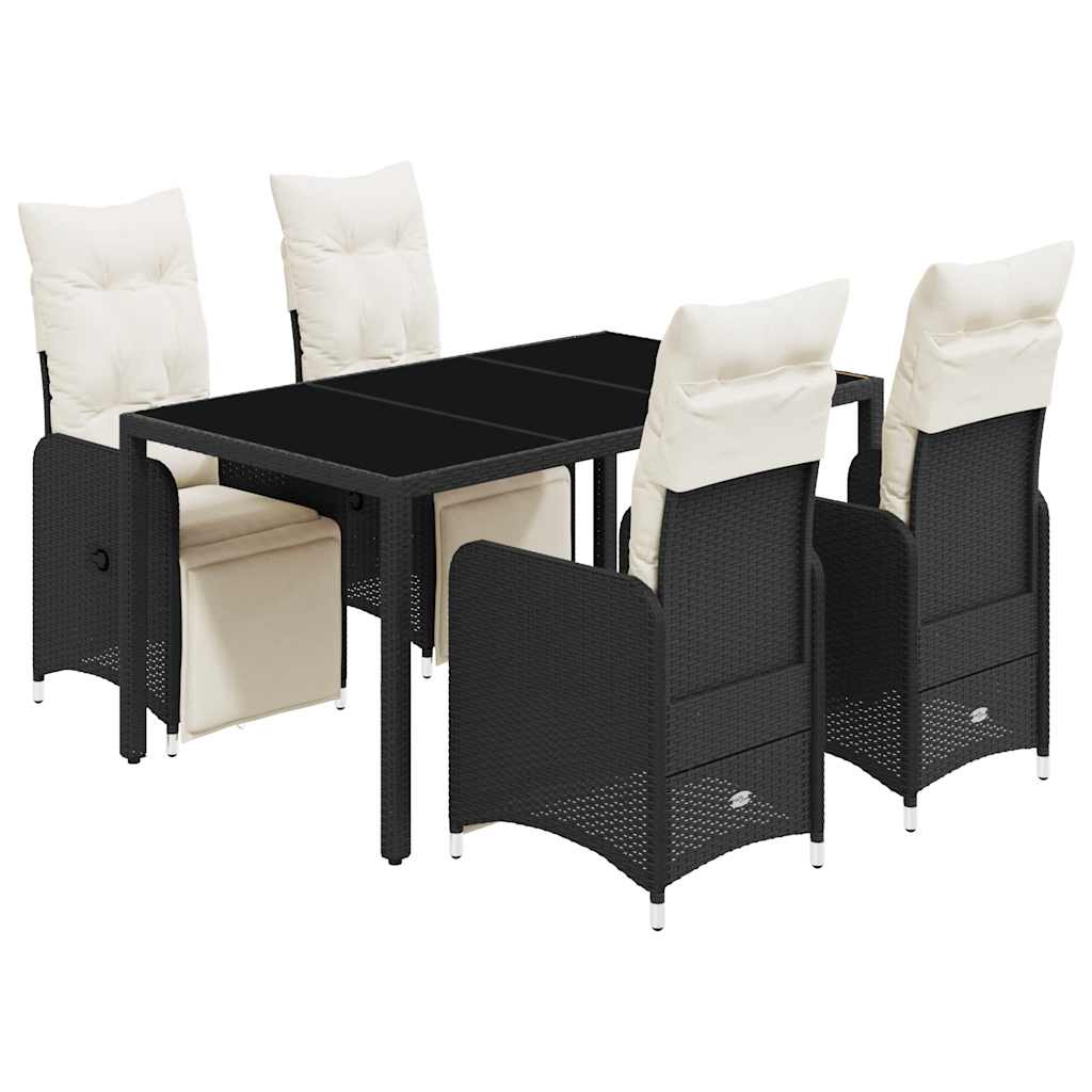 vidaXL Set bistro de grădină cu perne, 5 piese, negru, poliratan vidaXL Set bistro de grădină cu perne, 5 piese, negru, poliratan