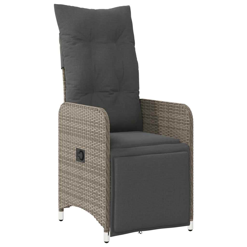 vidaXL Set bistro de grădină cu perne, 3 piese, gri, poliratan vidaXL Set bistro de grădină cu perne, 3 piese, gri, poliratan