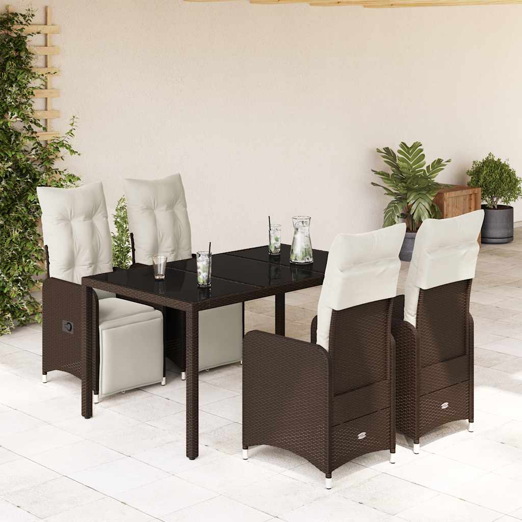 vidaXL Set bistro de grădină, 5 piese, cu perne, maro, poliratan vidaXL Set bistro de grădină, 5 piese, cu perne, maro, poliratan